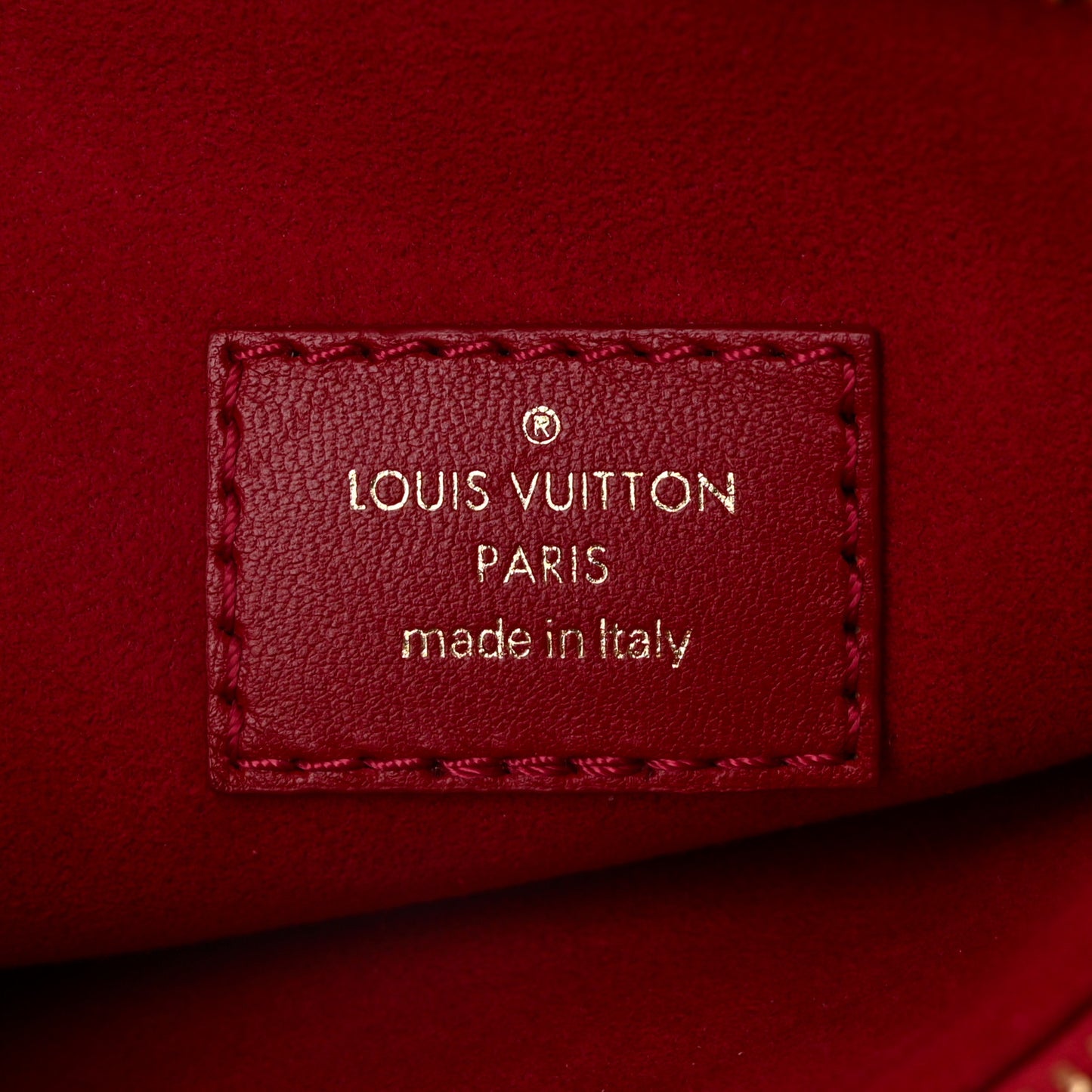 Mother of Pearl Lambskin Embossed Monogram Coussin BB Red Green