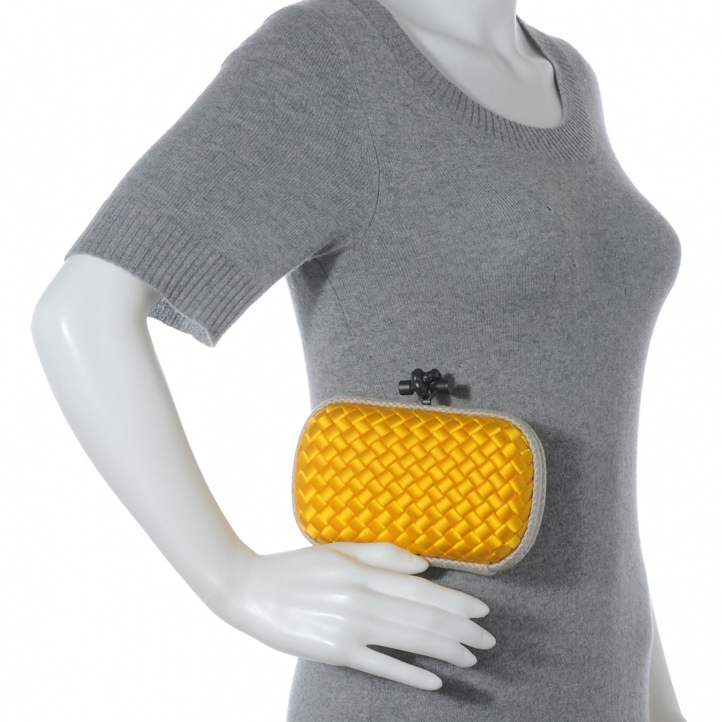 Satin Knot Clutch Yellow