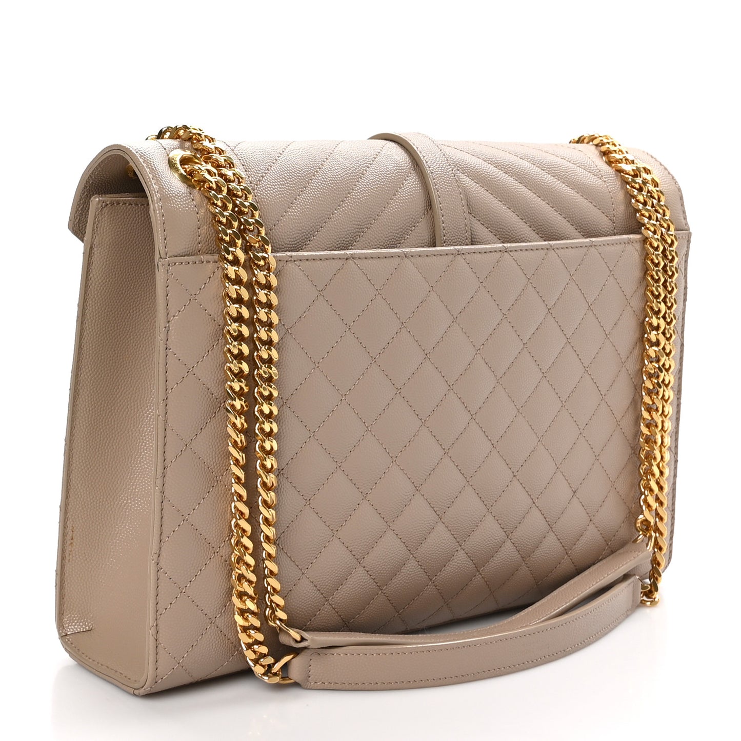 Grain De Poudre Mixed Matelasse Large Triquilt Monogram Satchel Dark Beige