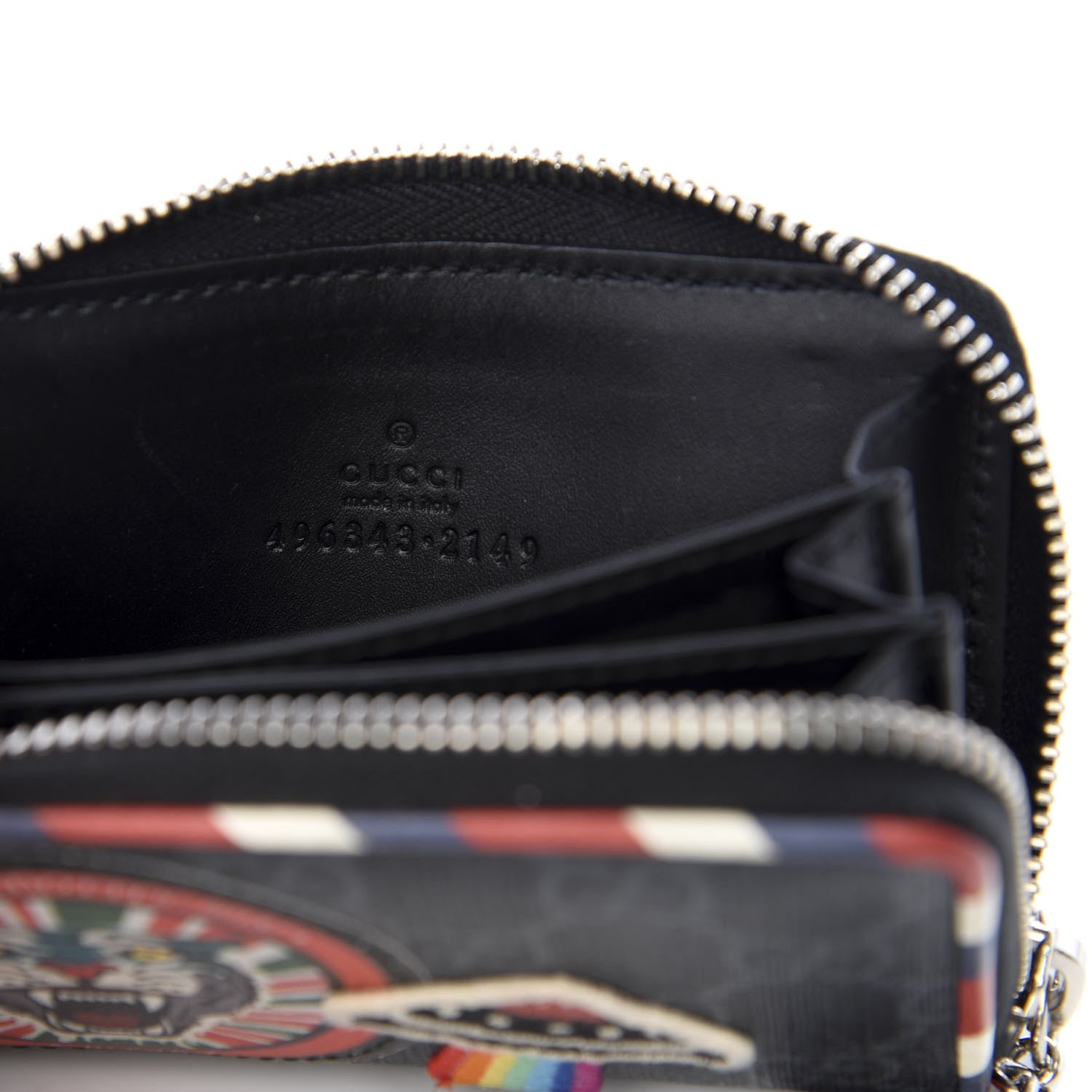 Gucci GG Supreme Monogram Night Courrier Embroidered Zip Around Card Case 5 of 6
