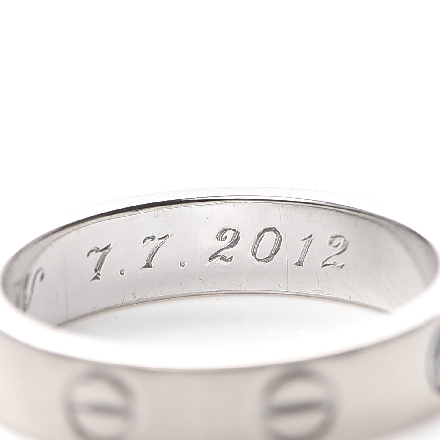 18K White Gold Diamond 4mm LOVE Wedding Band Ring 49 4.75