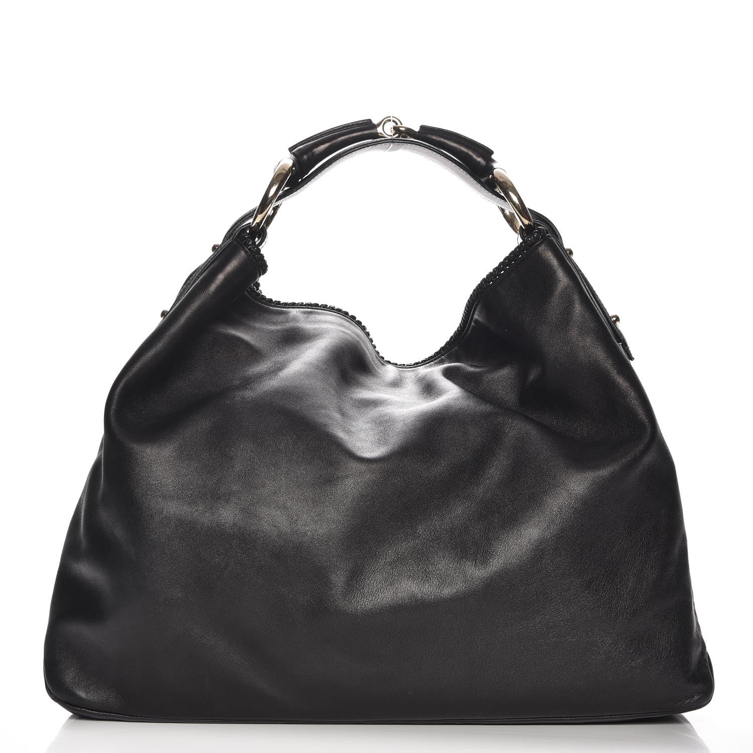 Gucci Calfskin Large Horsebit Chain Hobo Black 1 of 8
