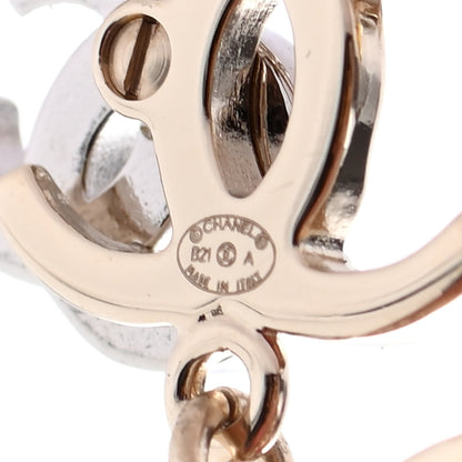 Chanel Crystal Pearl Double CC Drop Earrings Gold Silver 4 of 4
