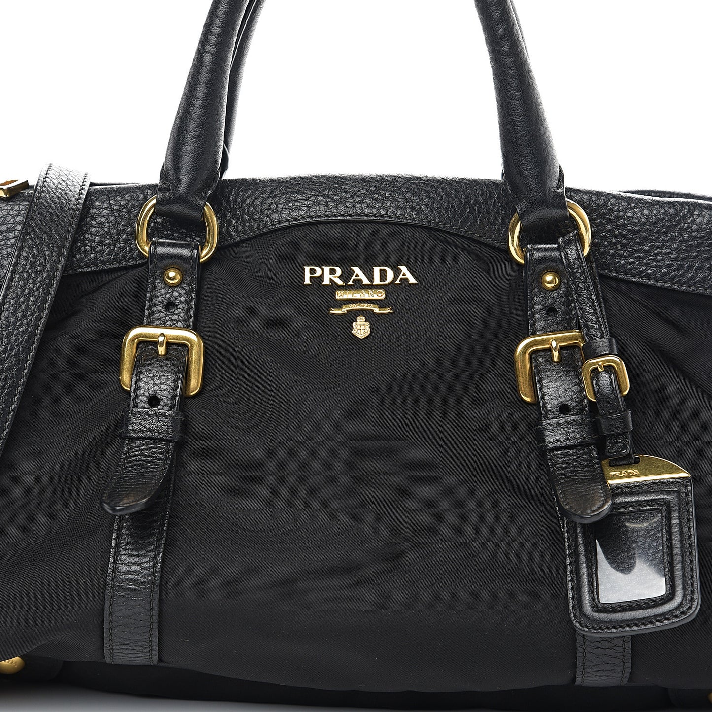 Tessuto Nylon Vitello Daino Shopping Satchel Black