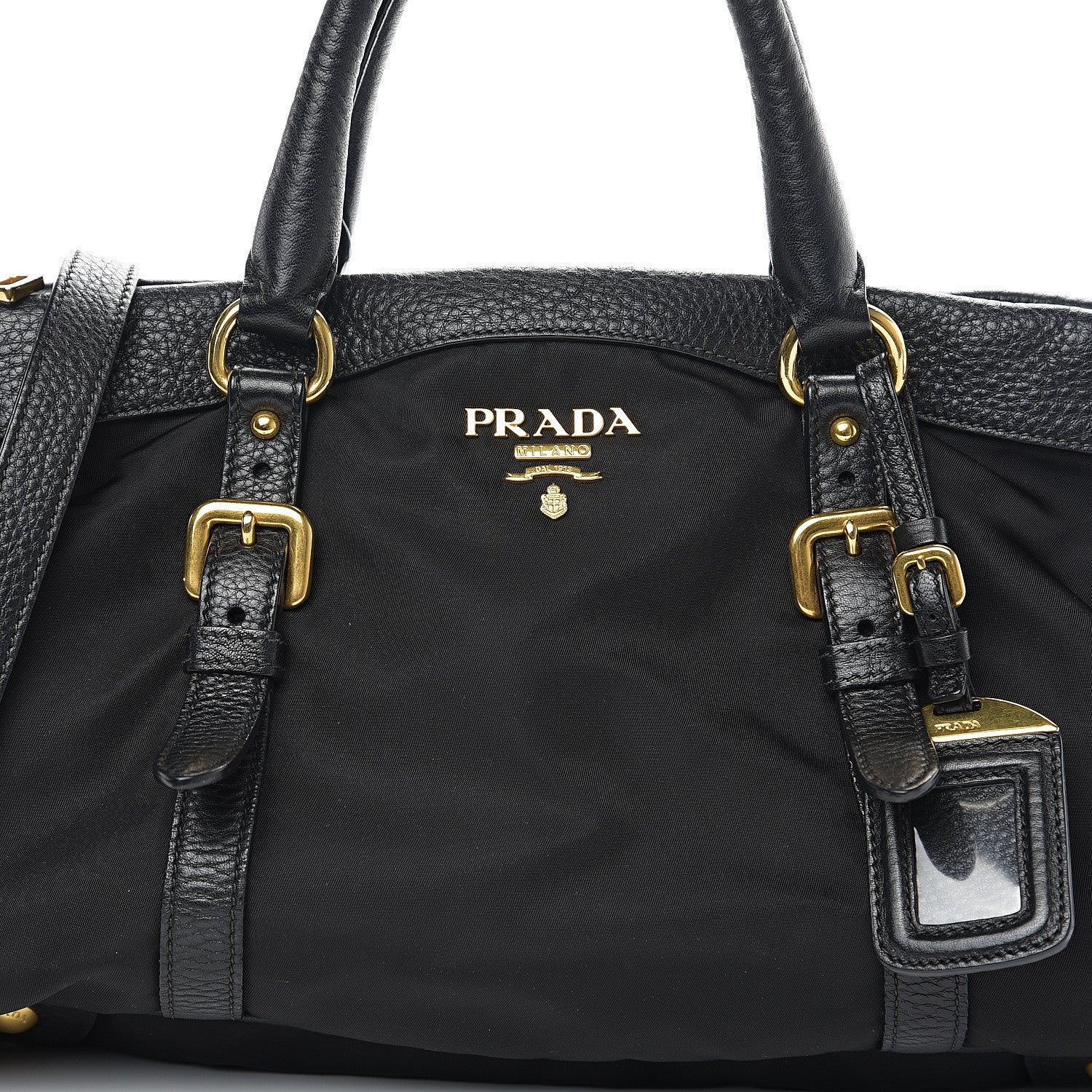 Prada Tessuto Nylon Vitello Daino Shopping Satchel Black 9 of 9