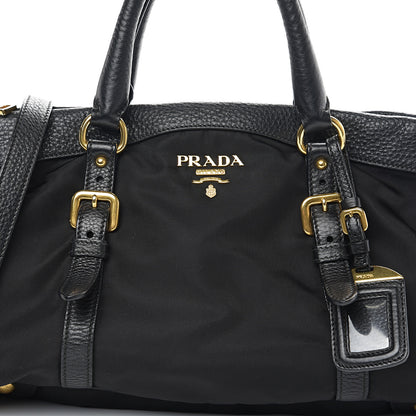 Prada Tessuto Nylon Vitello Daino Shopping Satchel Black 9 of 9