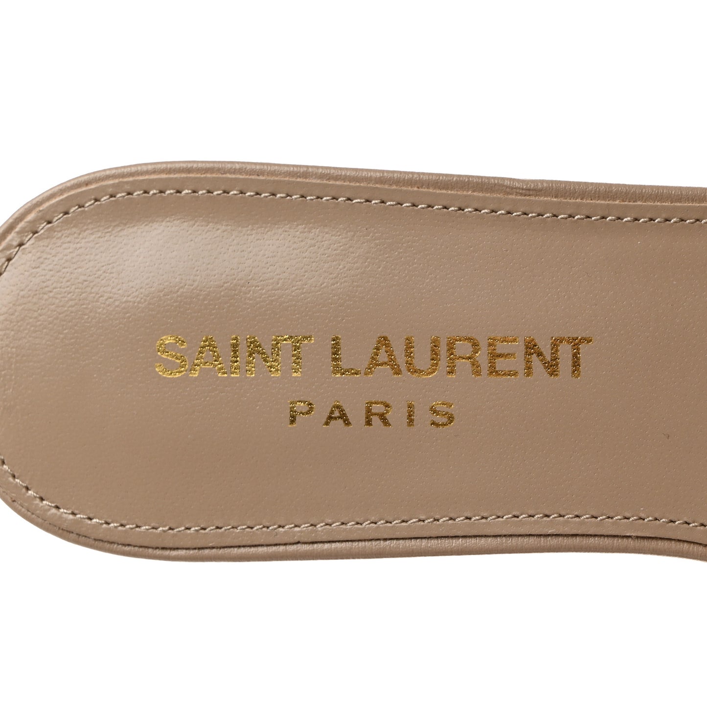 Calfskin Tribute 05 Slide Sandals 36 Dark Beige