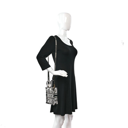 Christian Dior Canvas Toile de Jouy Voyage Embroidered Mini Book Tote Phone Bag White Black 2 of 9