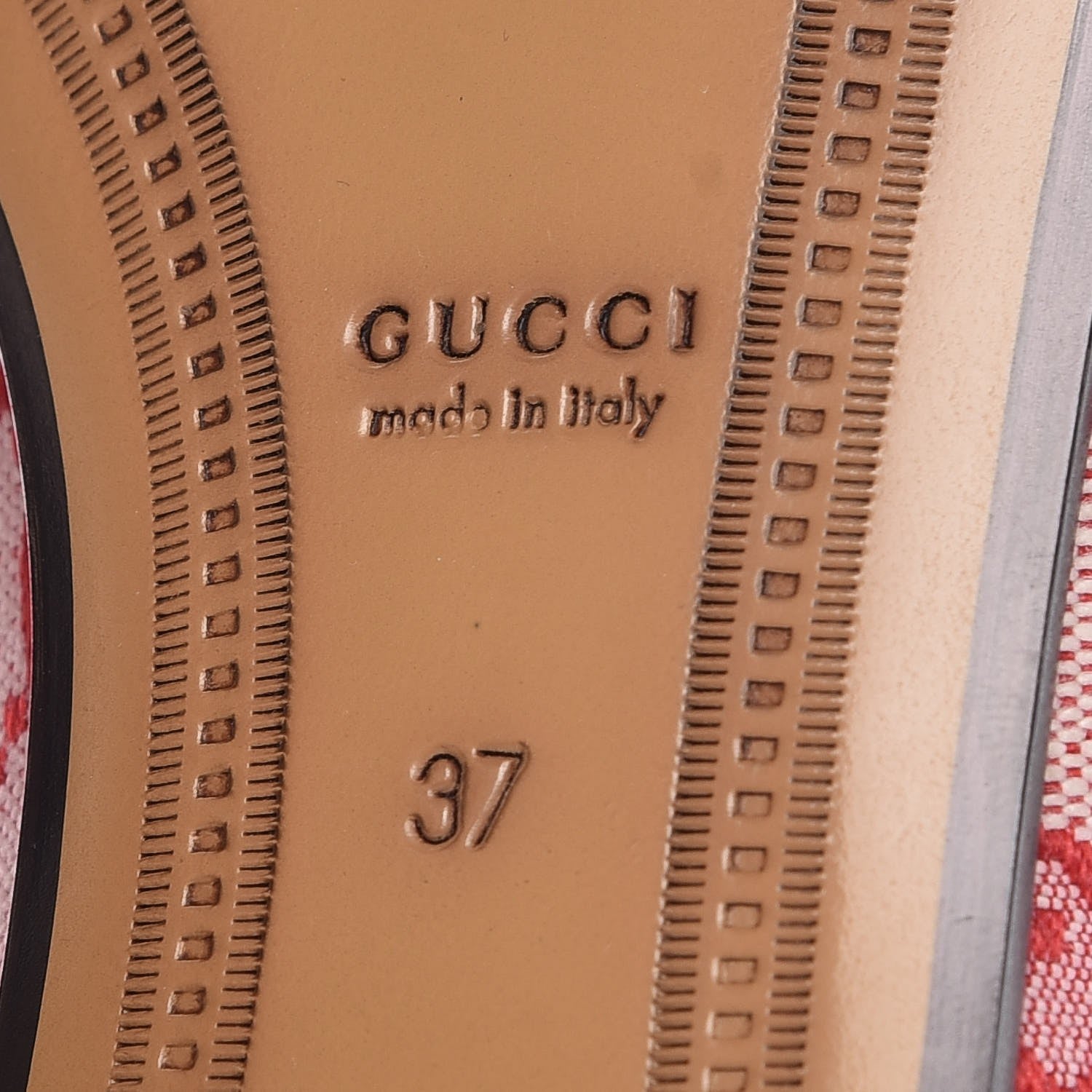 Gucci Canvas GG Monogram Horsebit Womens Jordaan Loafers 37 Gardenia Hibiscus Red 6 of 9