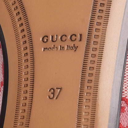 Gucci Canvas GG Monogram Horsebit Womens Jordaan Loafers 37 Gardenia Hibiscus Red 6 of 9