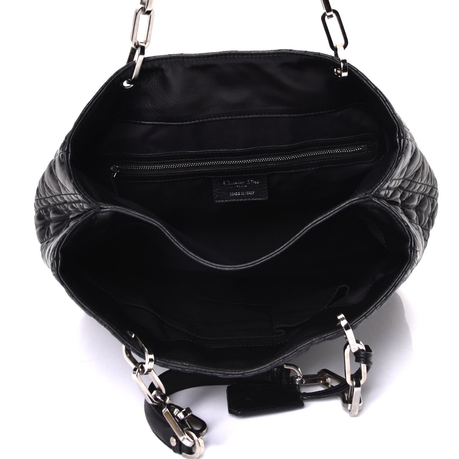 Christian Dior Lambskin Cannage Lock Tote Black 4 of 6