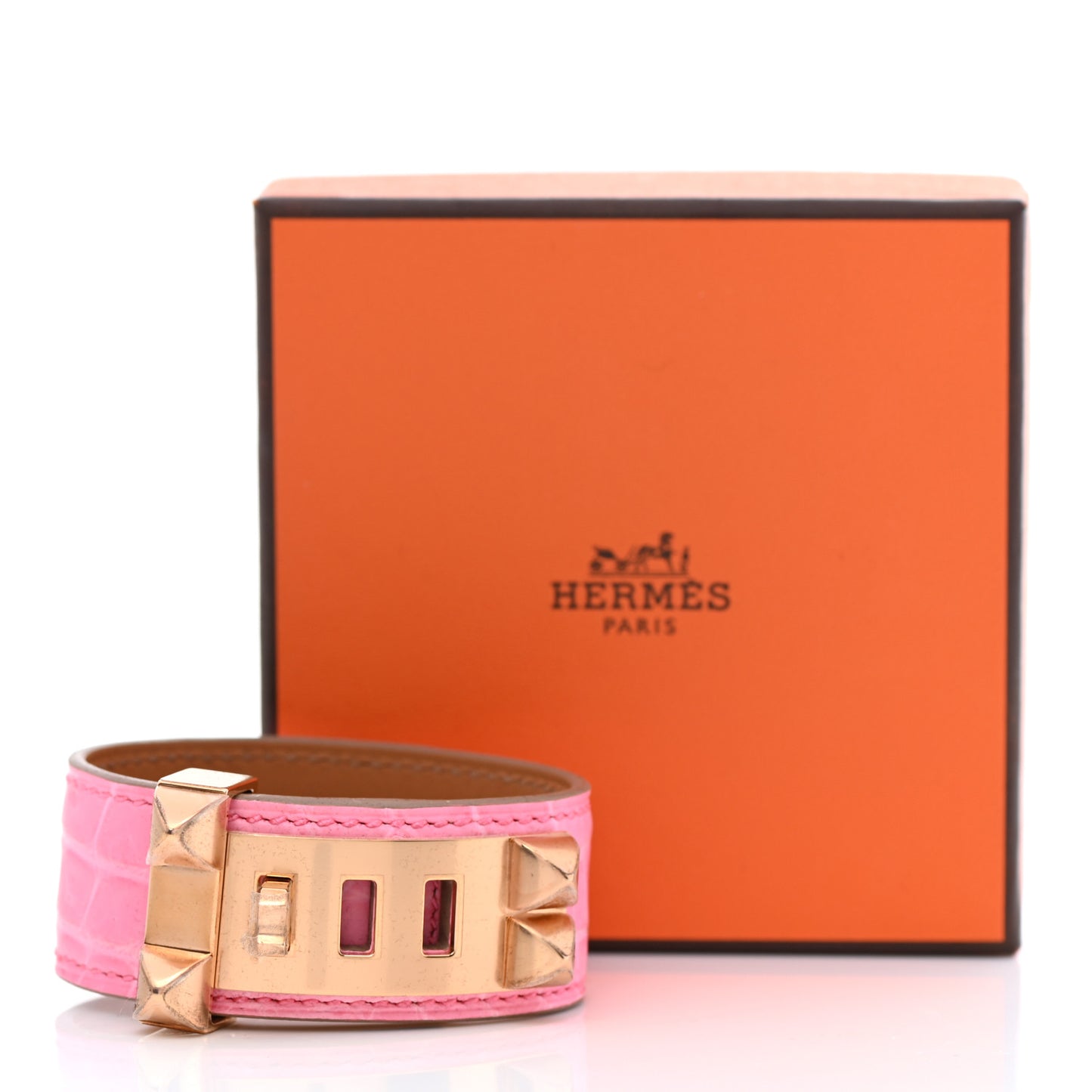 Matte Niloticus Crocodile Collier De Chien CDC 24 Bracelet T1 Rose Bubblegum