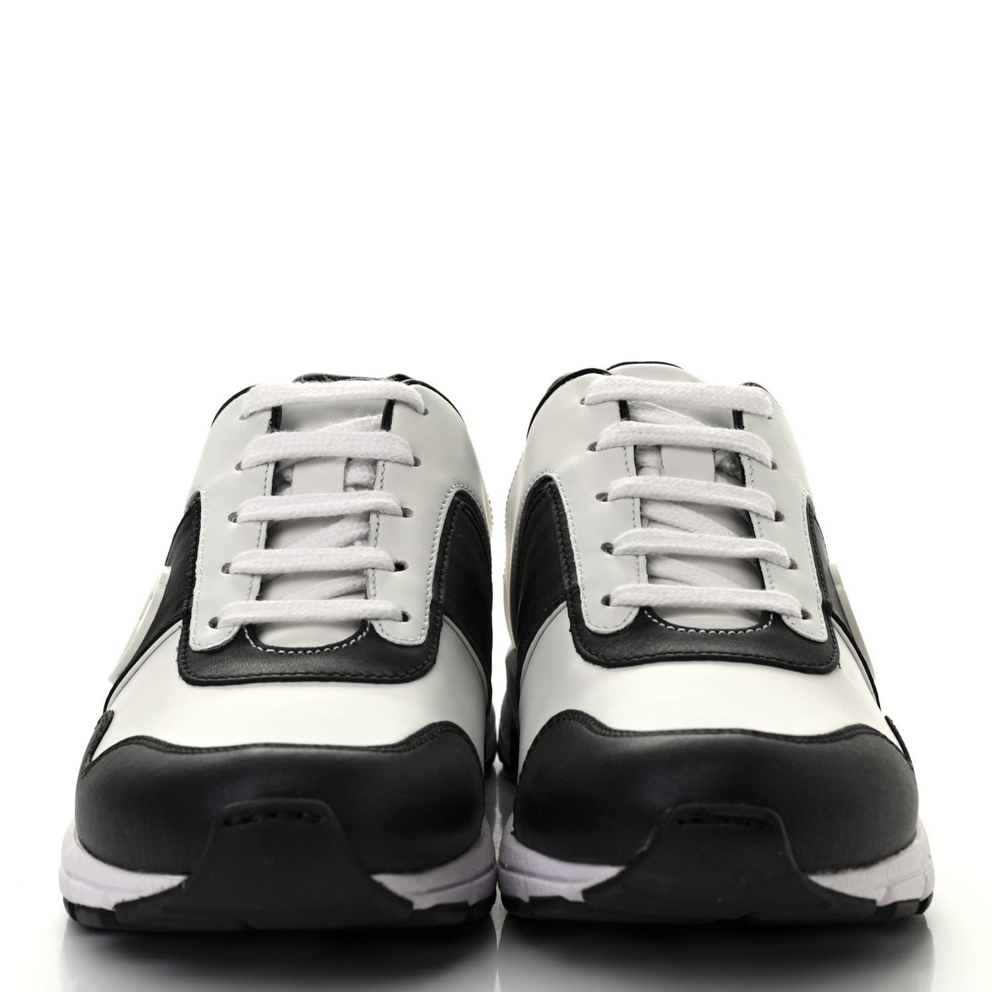 Calfskin Womens Interlocking G Sneakers 36 Black White