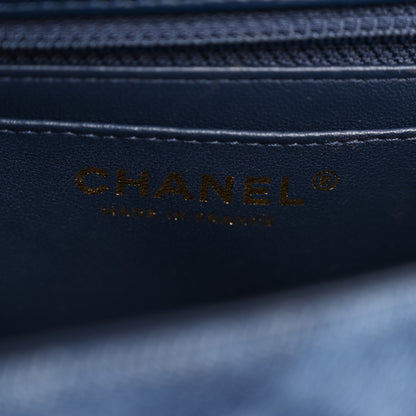 Chanel Printed Denim Quilted Mini Rectangular Flap Dark Blue 6 of 12