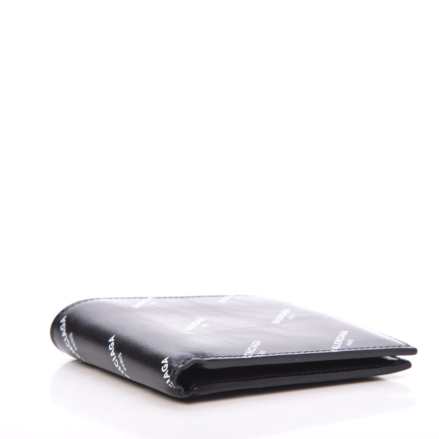 Balenciaga Lambskin Allover Logo Bi-Fold Wallet Black 4 of 6