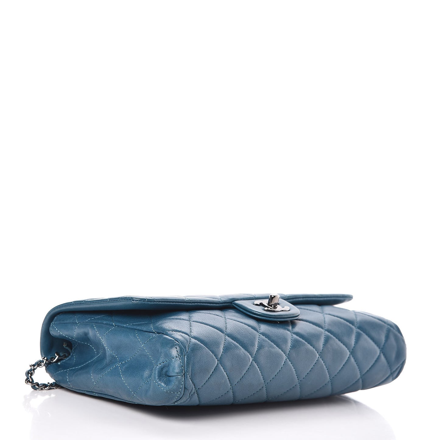 Lambskin Quilted Clutch With Chain Flap Turquoise