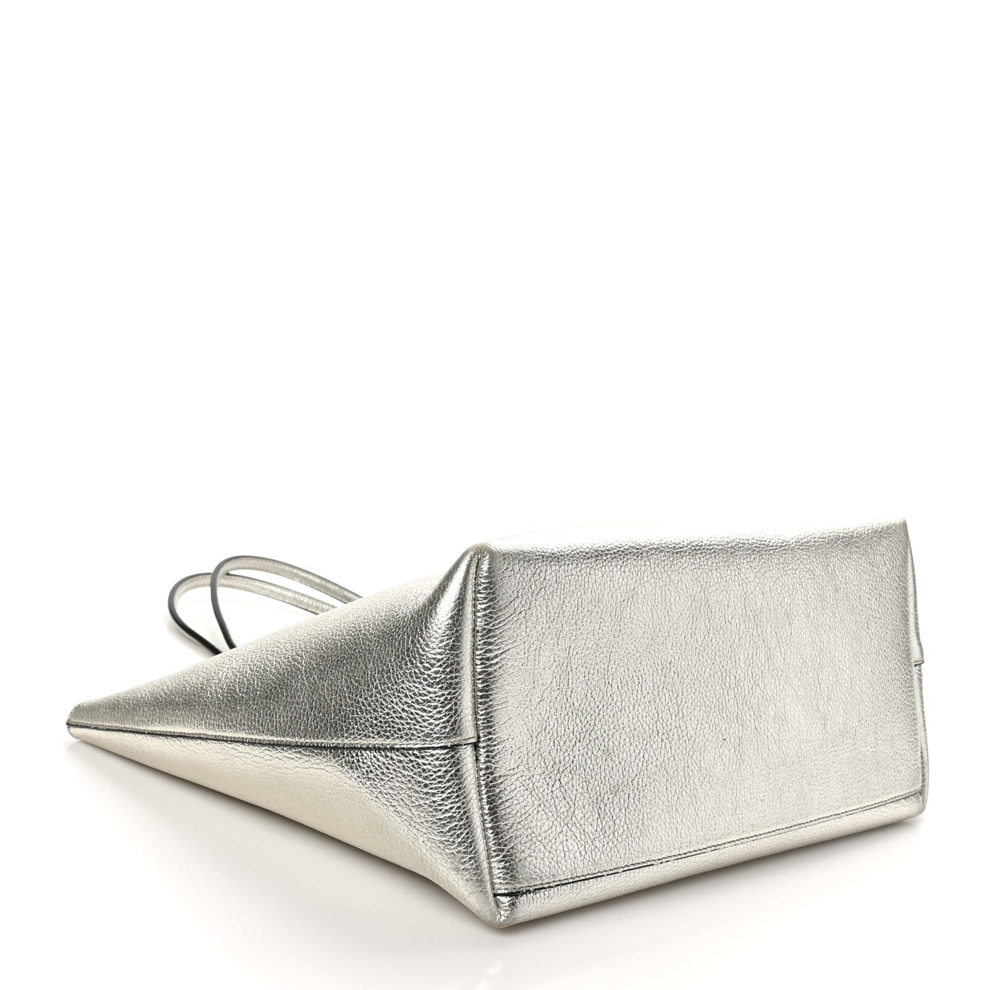 Metallic Grained Calfskin Travel Tote Silver