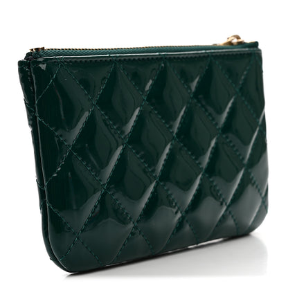 Chanel Patent Quilted Small Cosmetic Case Green 3 of 8