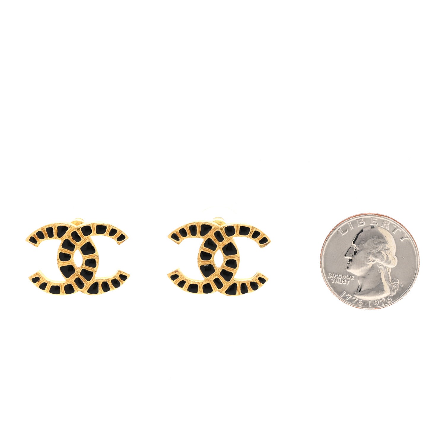 Chanel Resin Along The Nile CC Earrings Gold Black 2 of 4