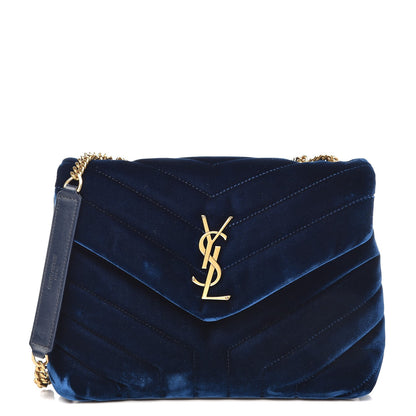 Saint Laurent Velvet Y Quilted Monogram Small Loulou Chain Satchel Medium Blue 1 of 7