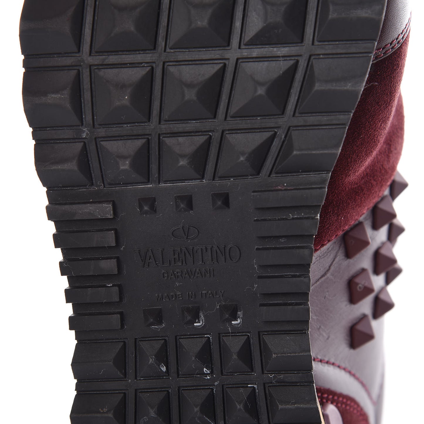 Calfskin Suede Rockstud Sneakers 36 Rubin