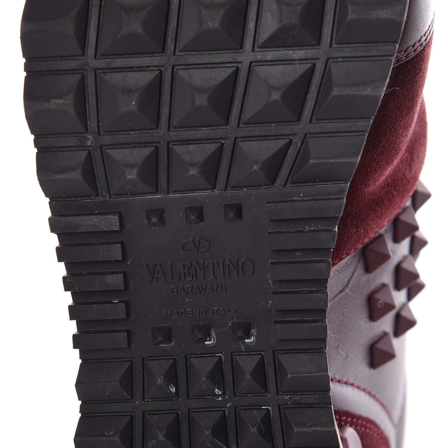 Valentino Garavani Calfskin Suede Rockstud Sneakers 36 Rubin 8 of 10