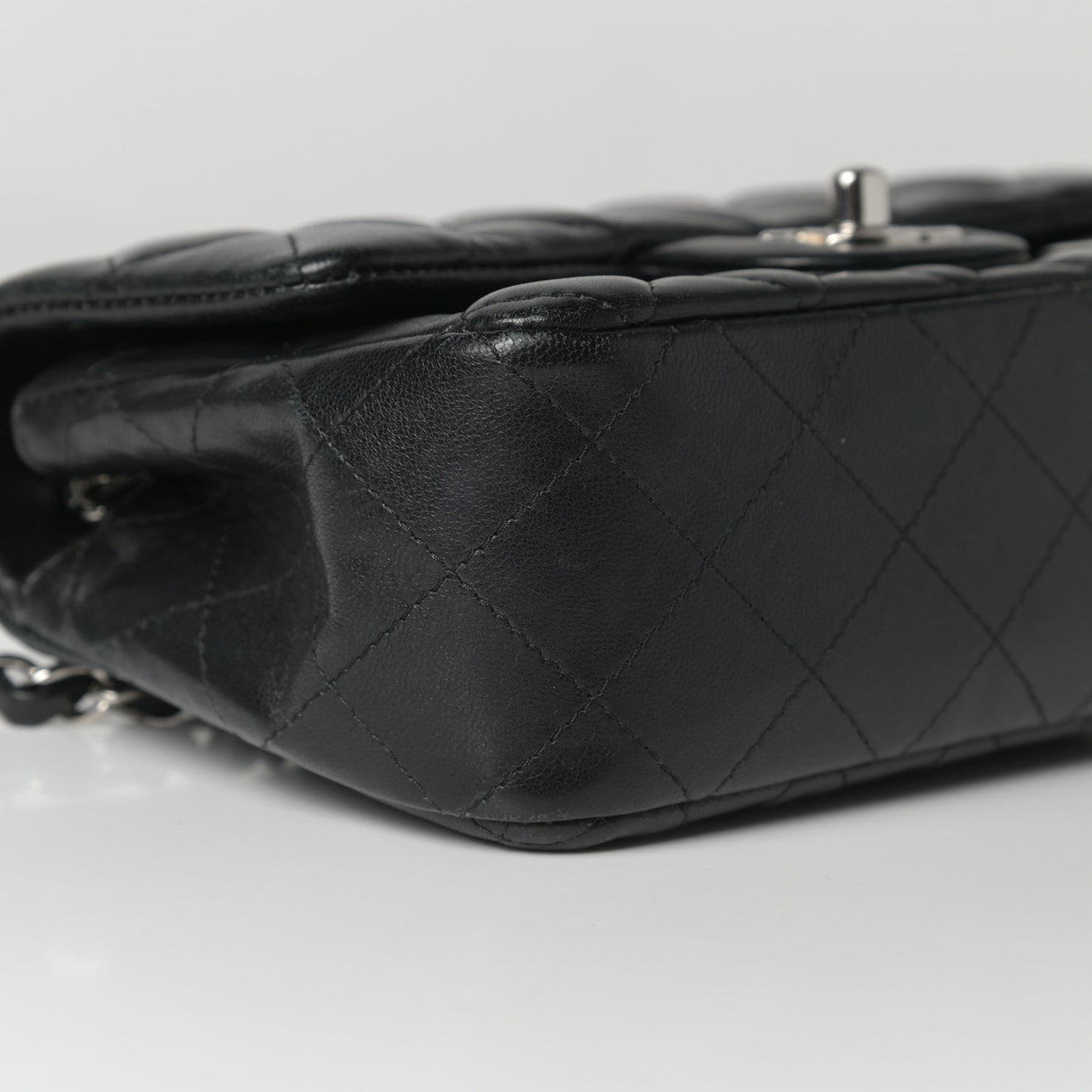 Lambskin Quilted Mini Rectangular Flap Black