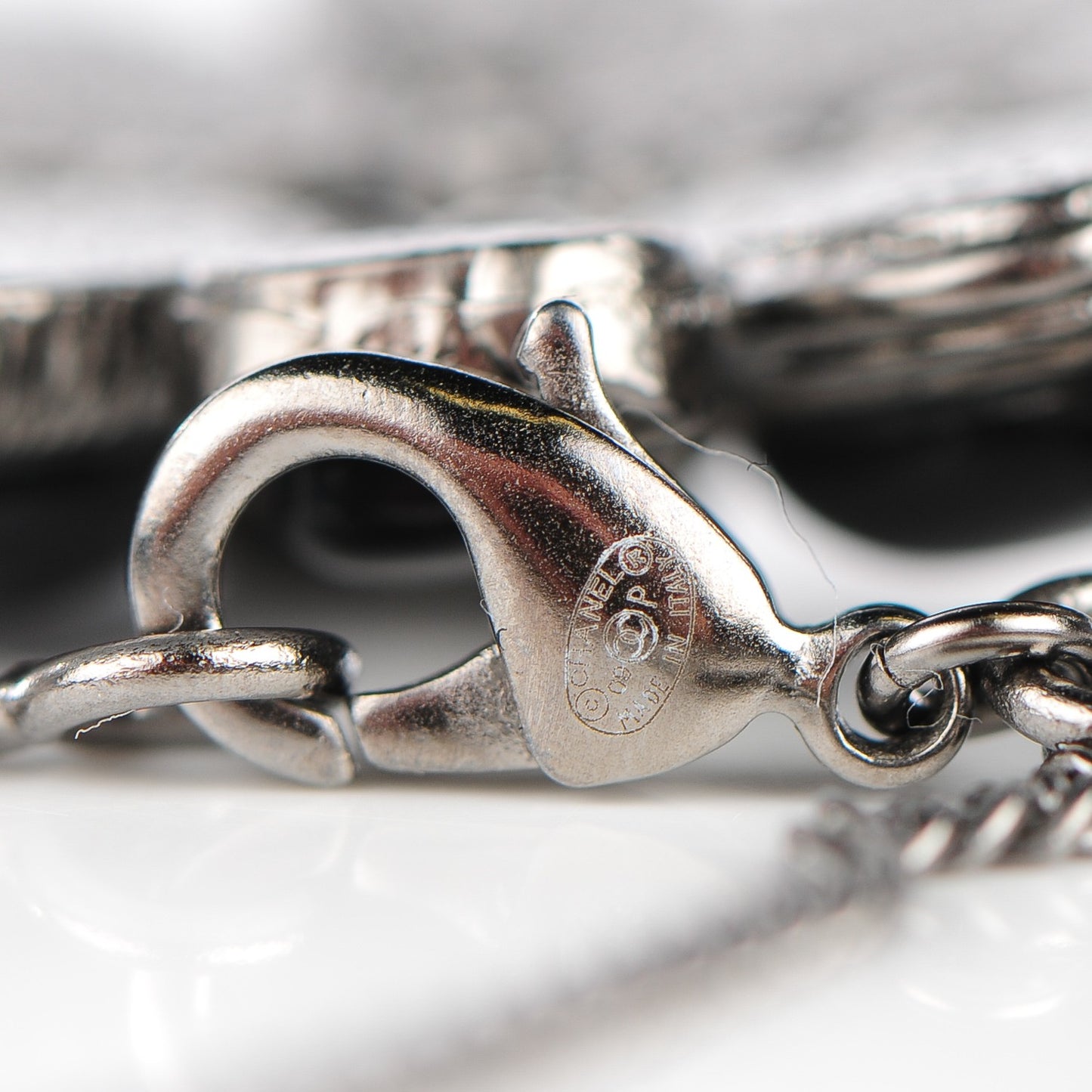 Ruthenium Enamel CC Necklace Black