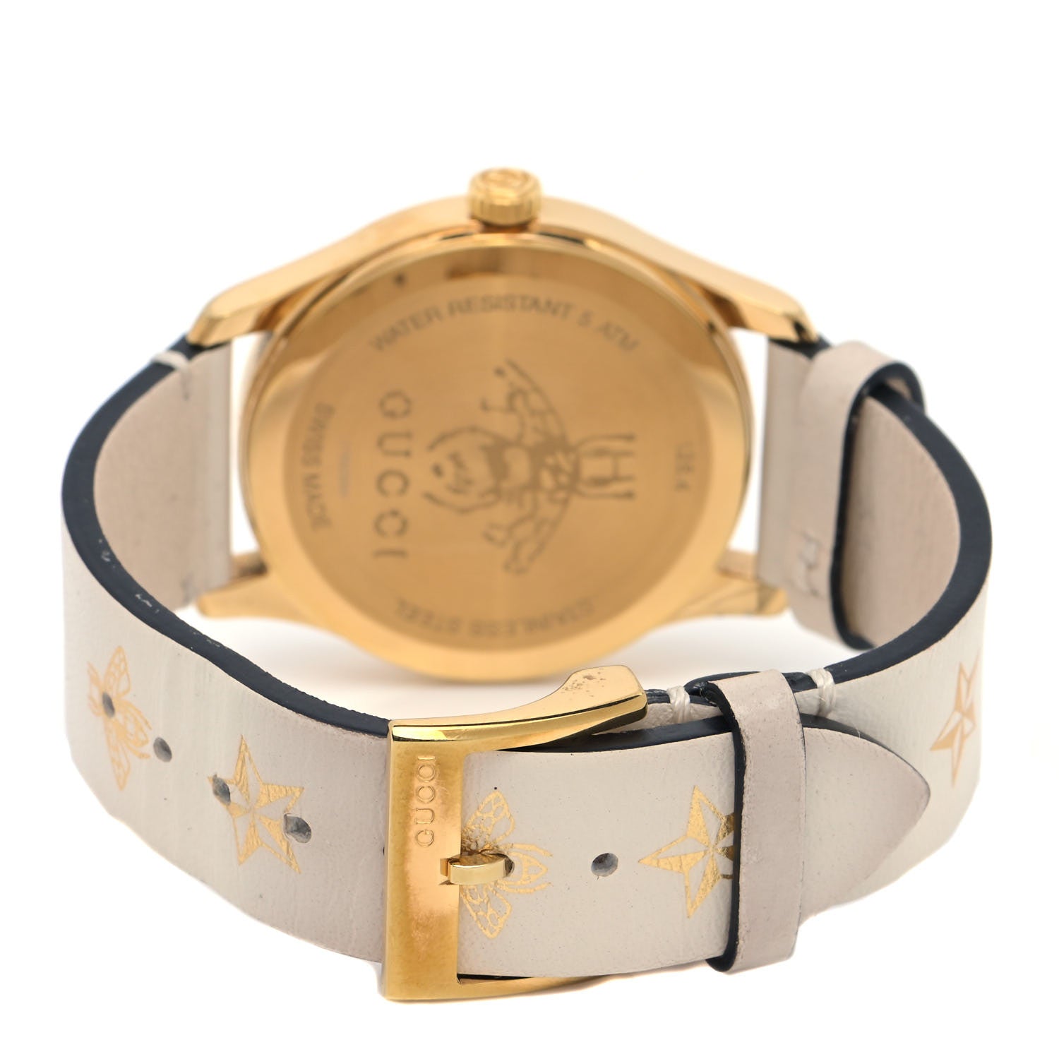 Gucci Stainless Steel Calfskin 38mm G-Timeless Bee Star Quartz Watch White 3 of 4