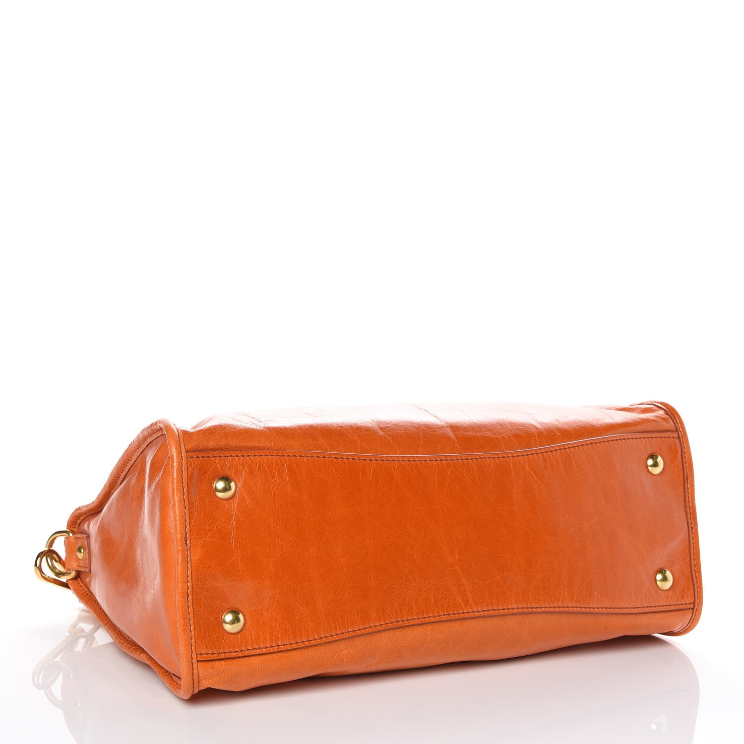Miu Miu Vitello Shine Zip Tote Papaya 4 of 11