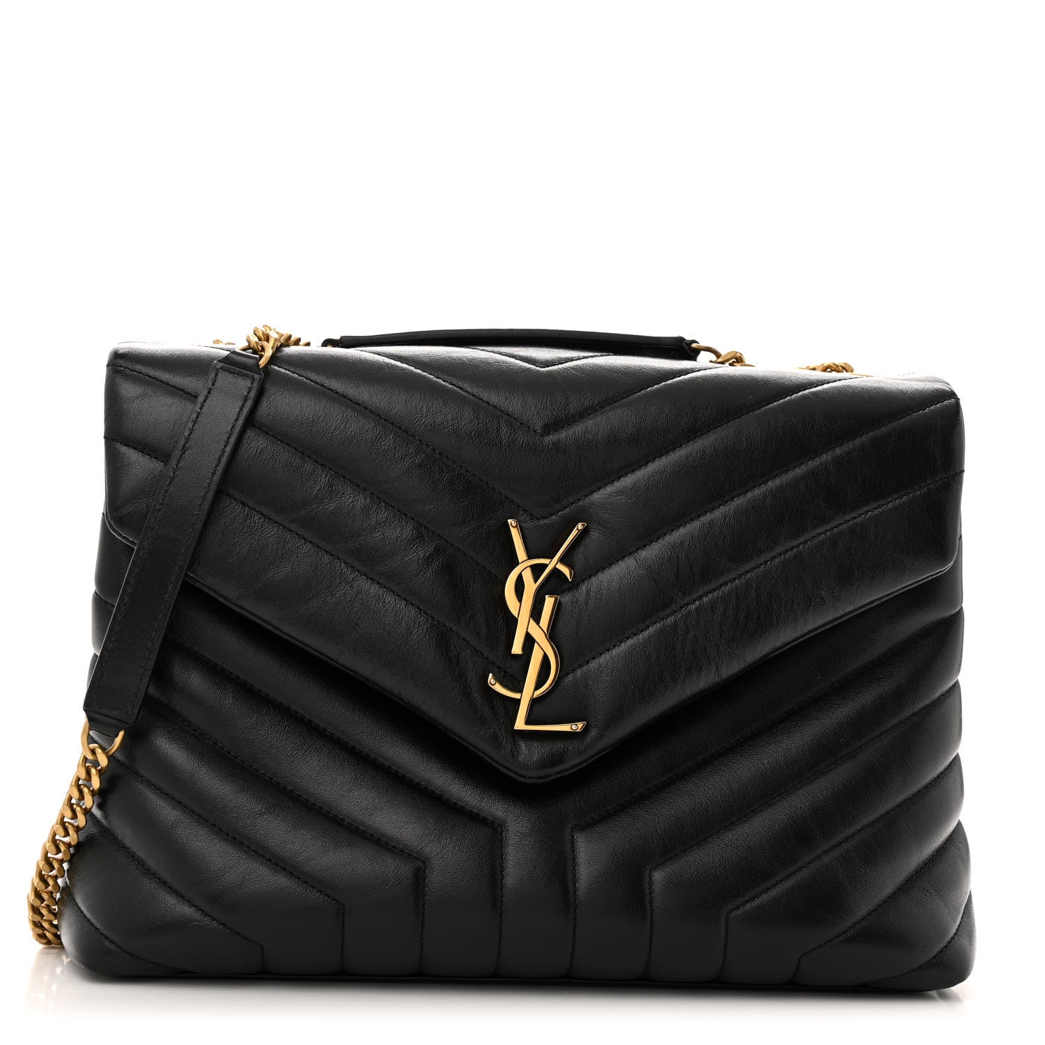 Saint Laurent Calfskin Y Quilted Monogram Medium Loulou Chain Satchel Black 1 of 15