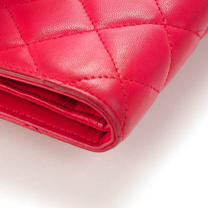 Chanel Lambskin Quilted Yen Wallet Red 12 of 13