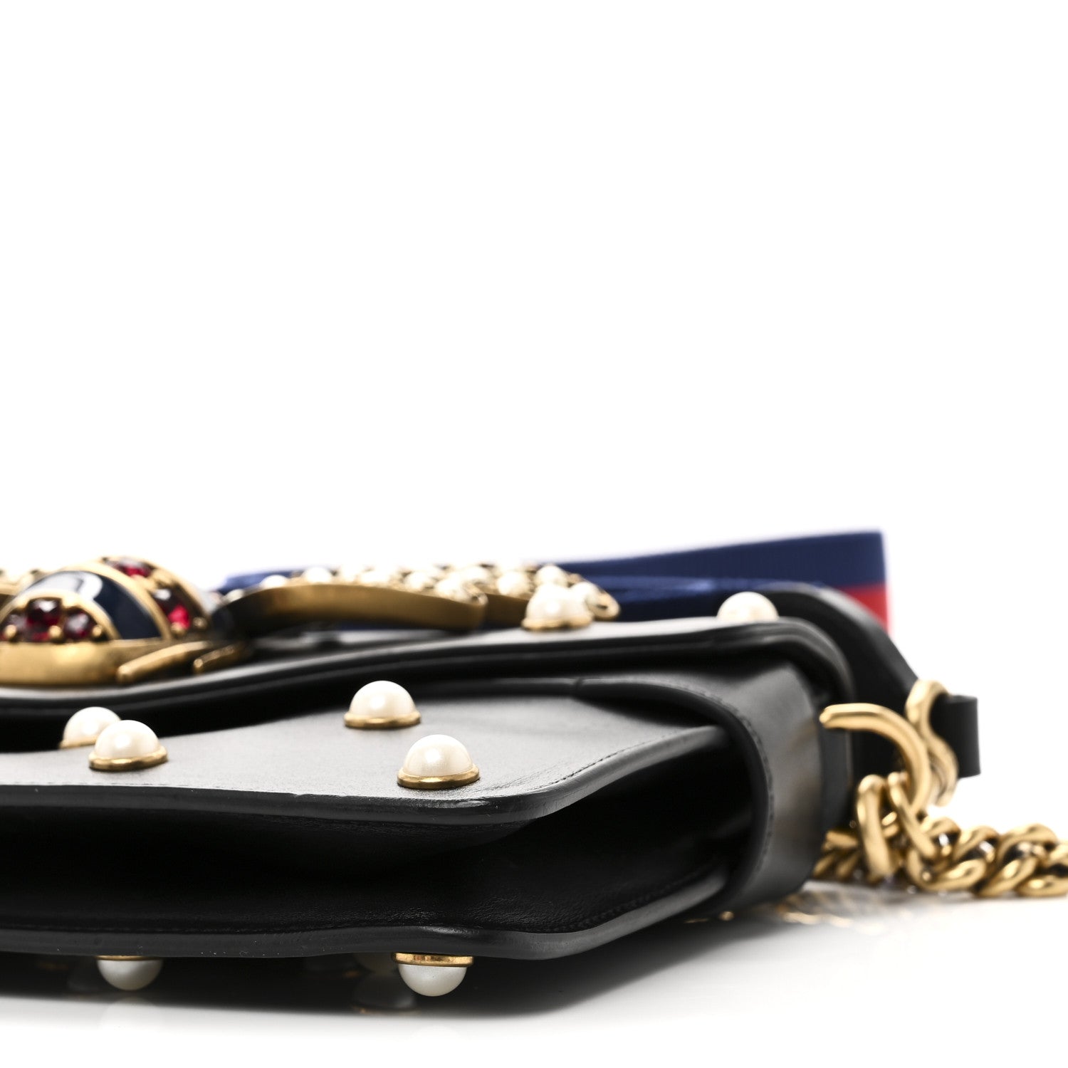 Gucci Nappa Pearl Studded Mini Queen Margaret Broadway Shoulder Bag Black 10 of 10