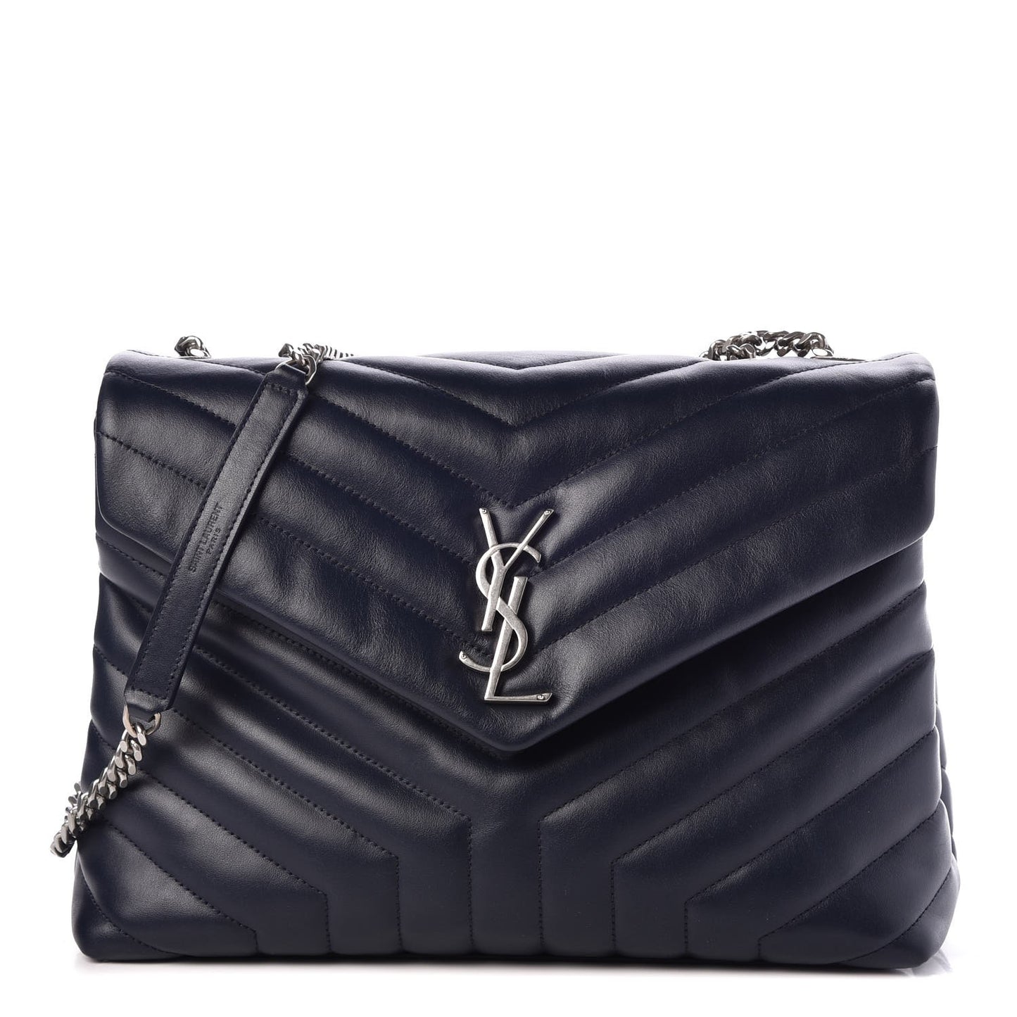 Calfskin Y Quilted Monogram Medium Loulou Chain Satchel Medium Blue