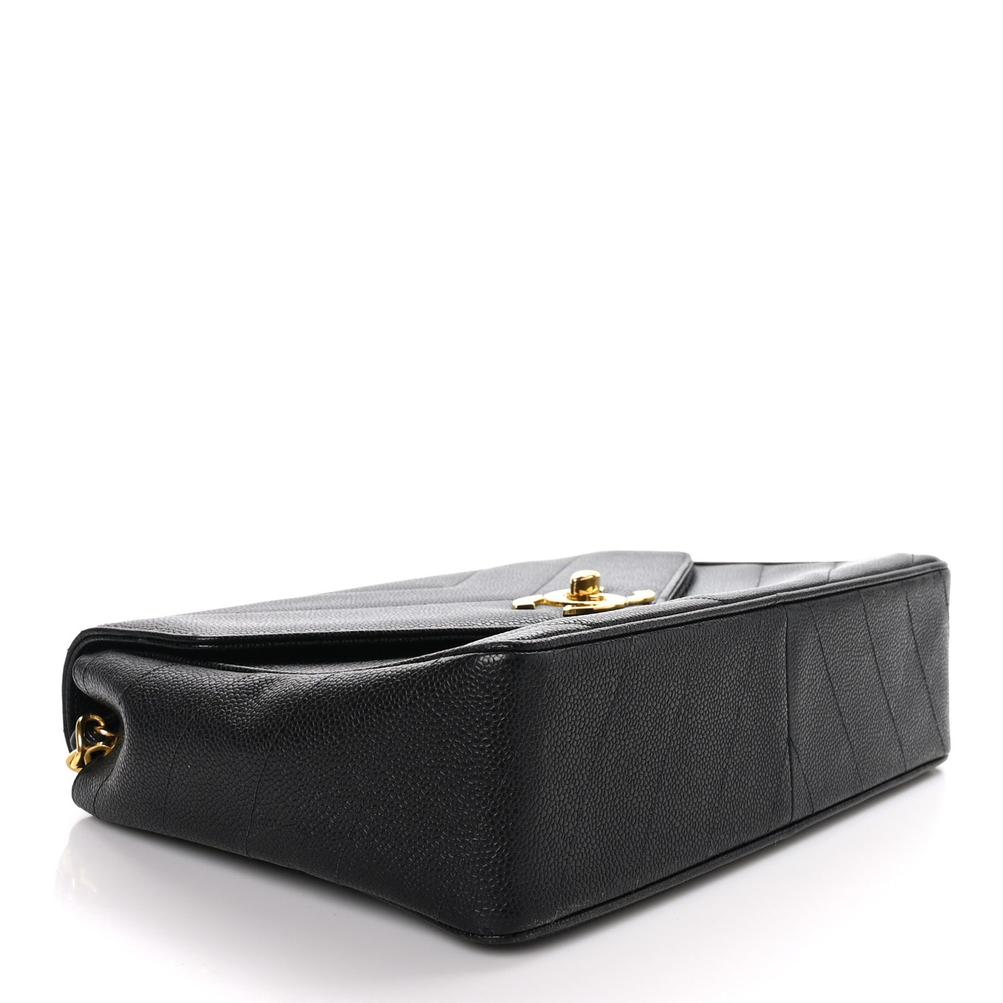 Caviar Chevron Quilted Jumbo Single Flap Black