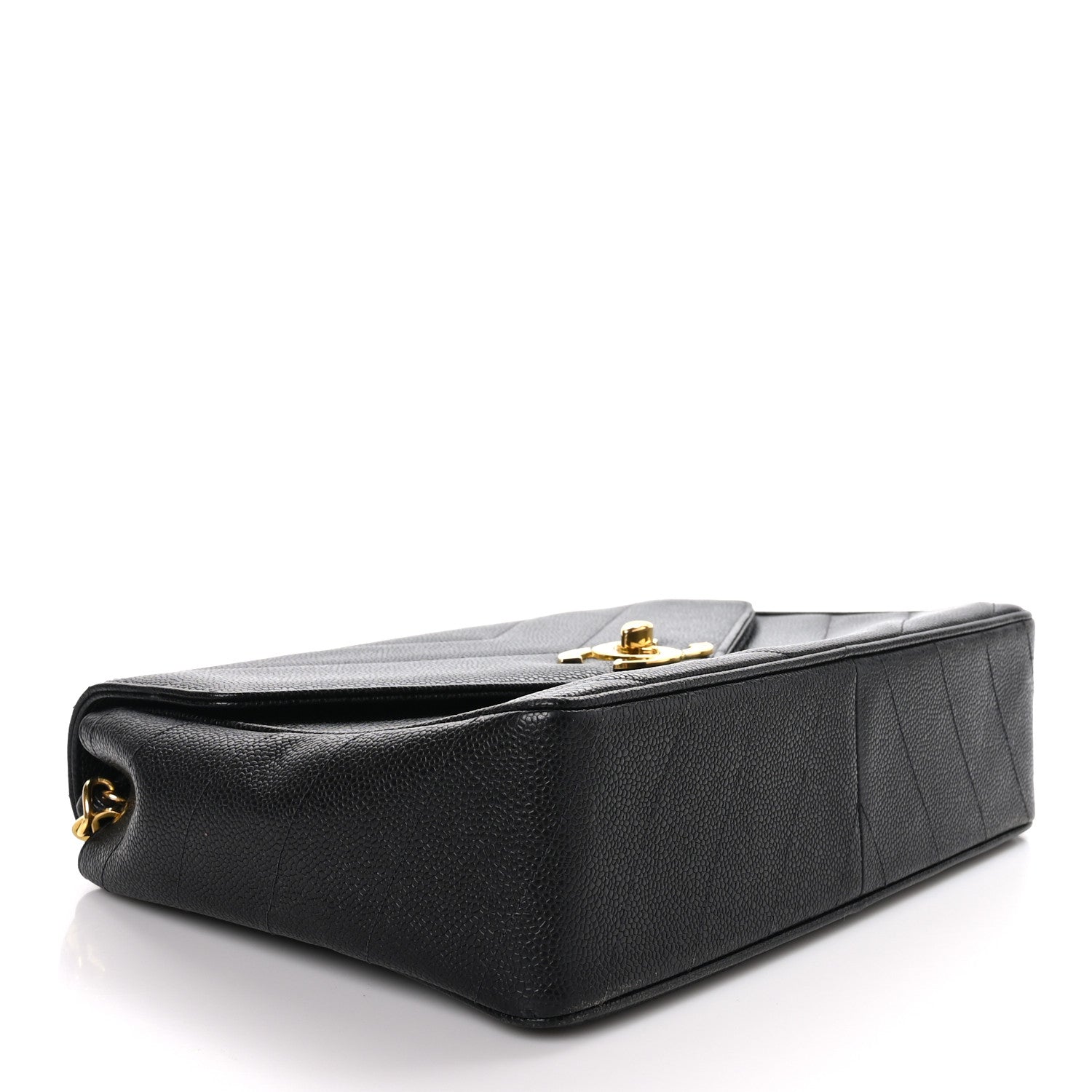 Chanel Caviar Chevron Quilted Jumbo Single Flap Black 4 of 10