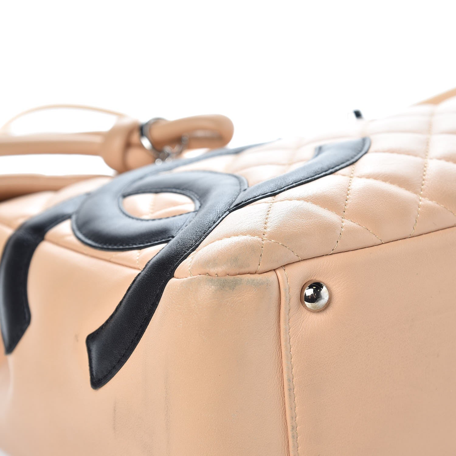 Chanel Calfskin Quilted Large Cambon Flap Beige Black 9 of 14
