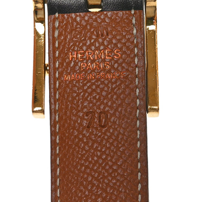 Hermes Courchevel Box Hapi Belt 70 28 Black Gold 3 of 7