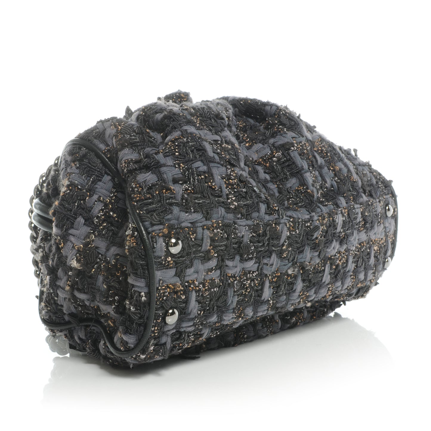 Tweed Paris NY Framed Pleated Pouch Bag Grey