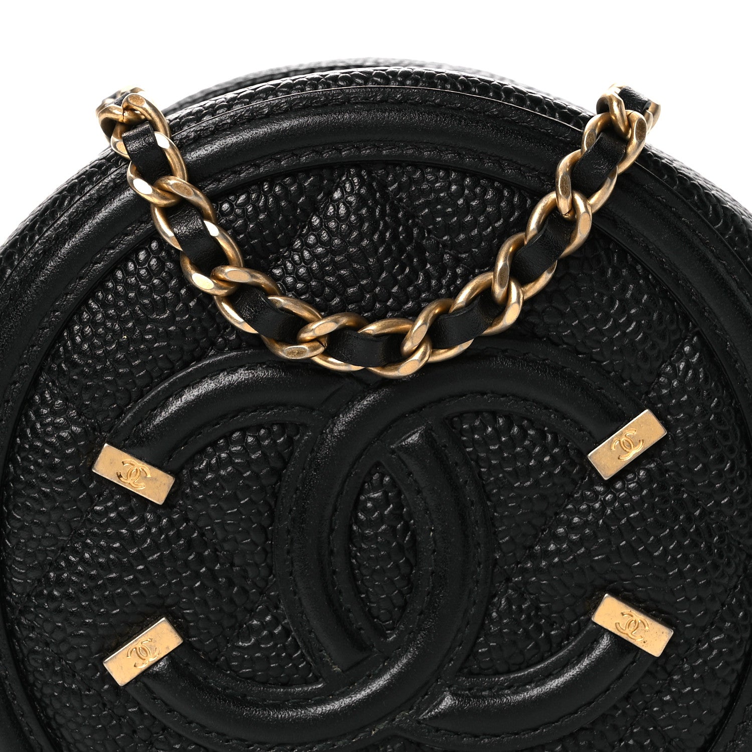 Chanel Caviar Quilted Round Filigree Crossbody Black 8 of 11