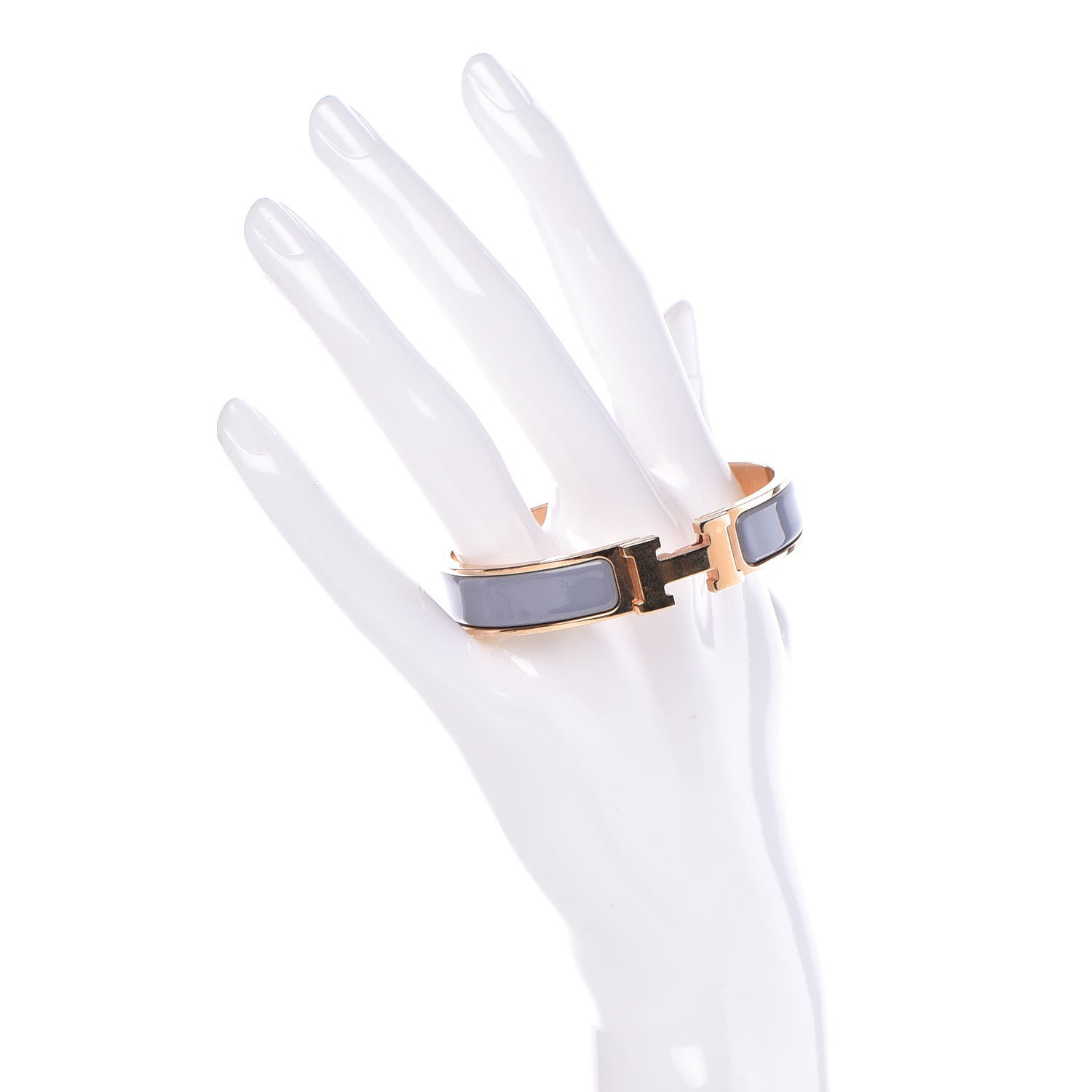 Hermes Enamel Narrow Clic Clac H Bracelet PM Gris Orage 2 of 5