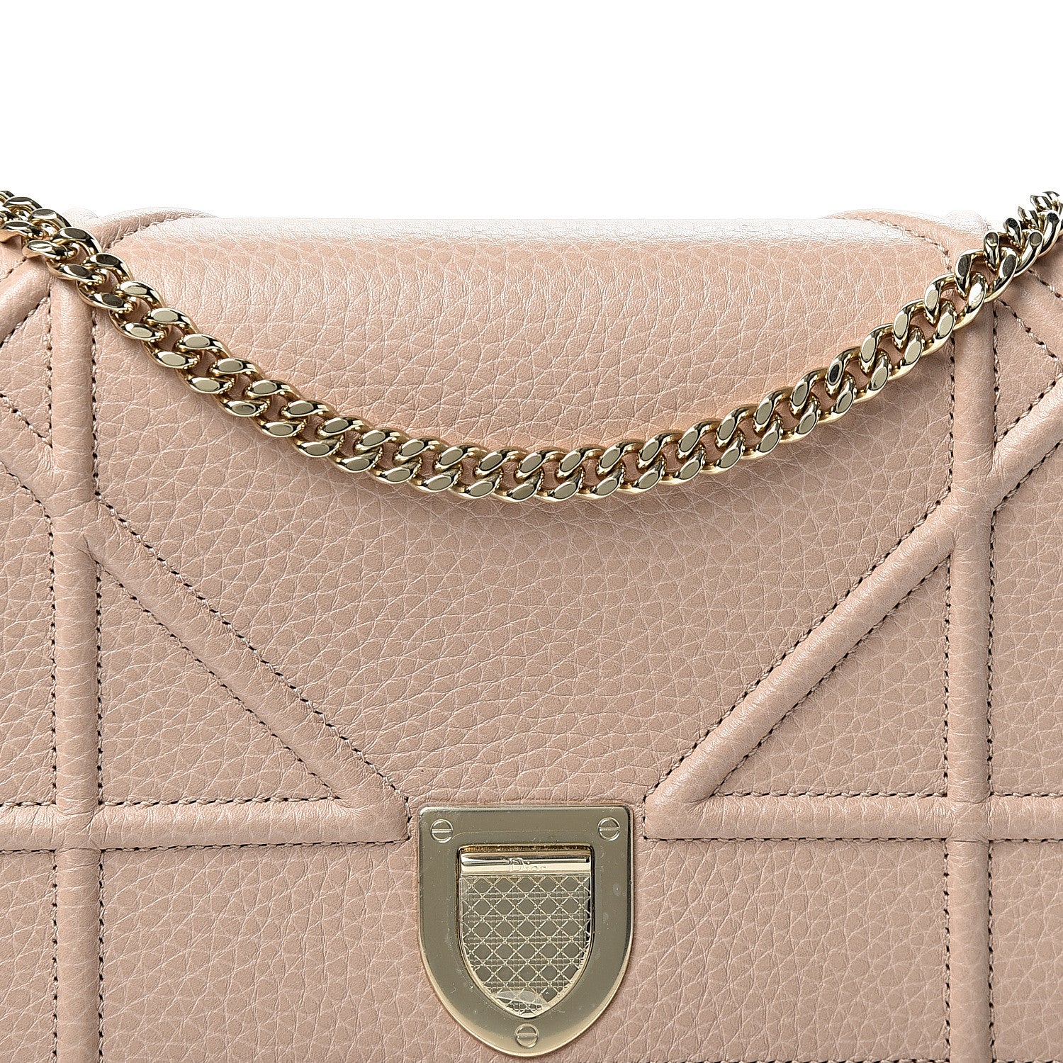 Christian Dior Grained Calfskin Diorama Wallet on Chain Pouch Nude 6 of 8