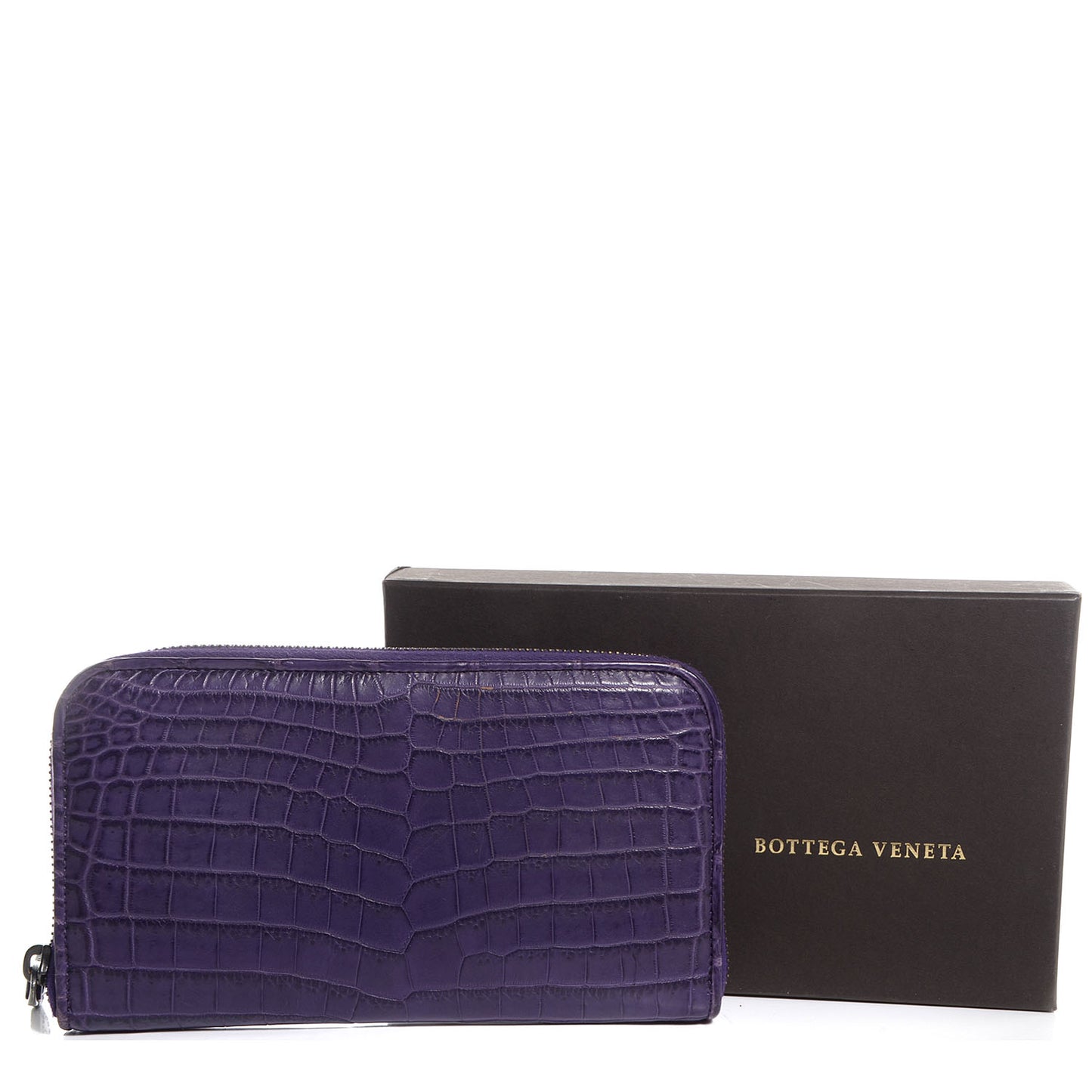 Soft Crocodile Fume Zip Around Wallet Plum