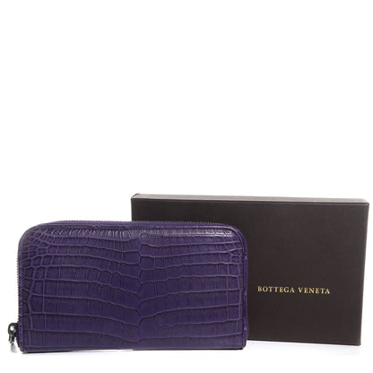Bottega Veneta Soft Crocodile Fume Zip Around Wallet Plum 5 of 10