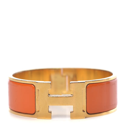 Hermes Enamel Wide Clic Clac H Bracelet GM Orange 1 of 4