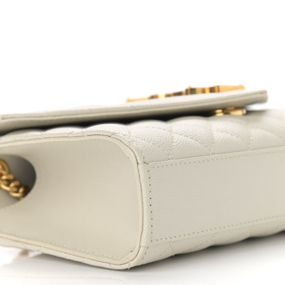 Saint Laurent Grain De Poudre Textured Mixed Matelasse Triquilt Small Monogram Satchel Crema Soft 9 of 13