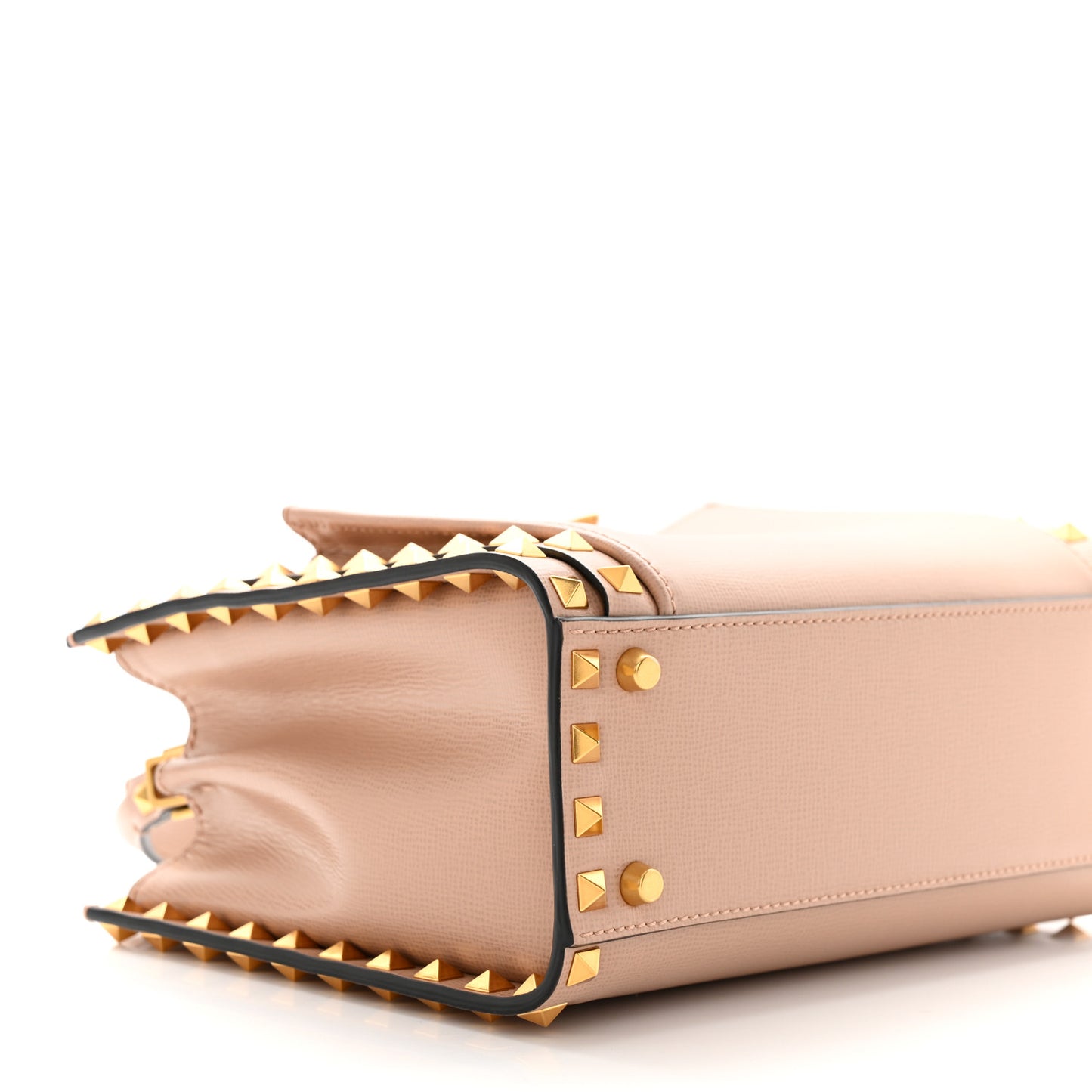 Vitello Small Rockstud Alcove Top-Handle Bag Rose Cannelle