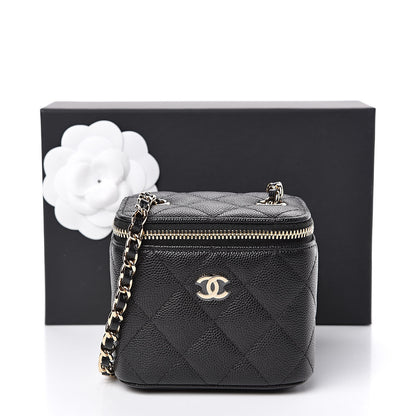 Chanel Caviar Quilted Mini Vanity Case With Chain Black 10 of 10