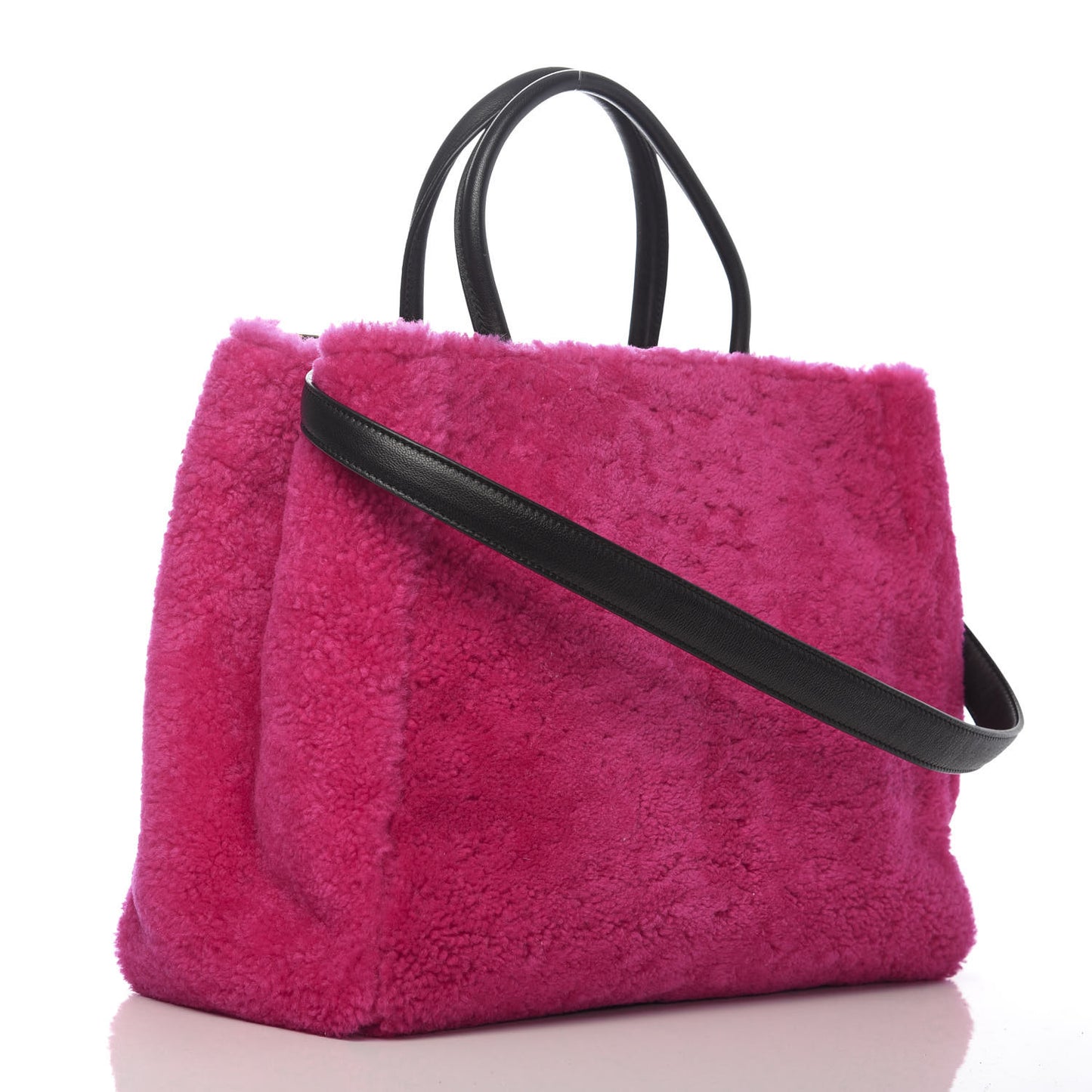 Shearling Nappa Regular 2Jours Shopper Tote Fuxia Black