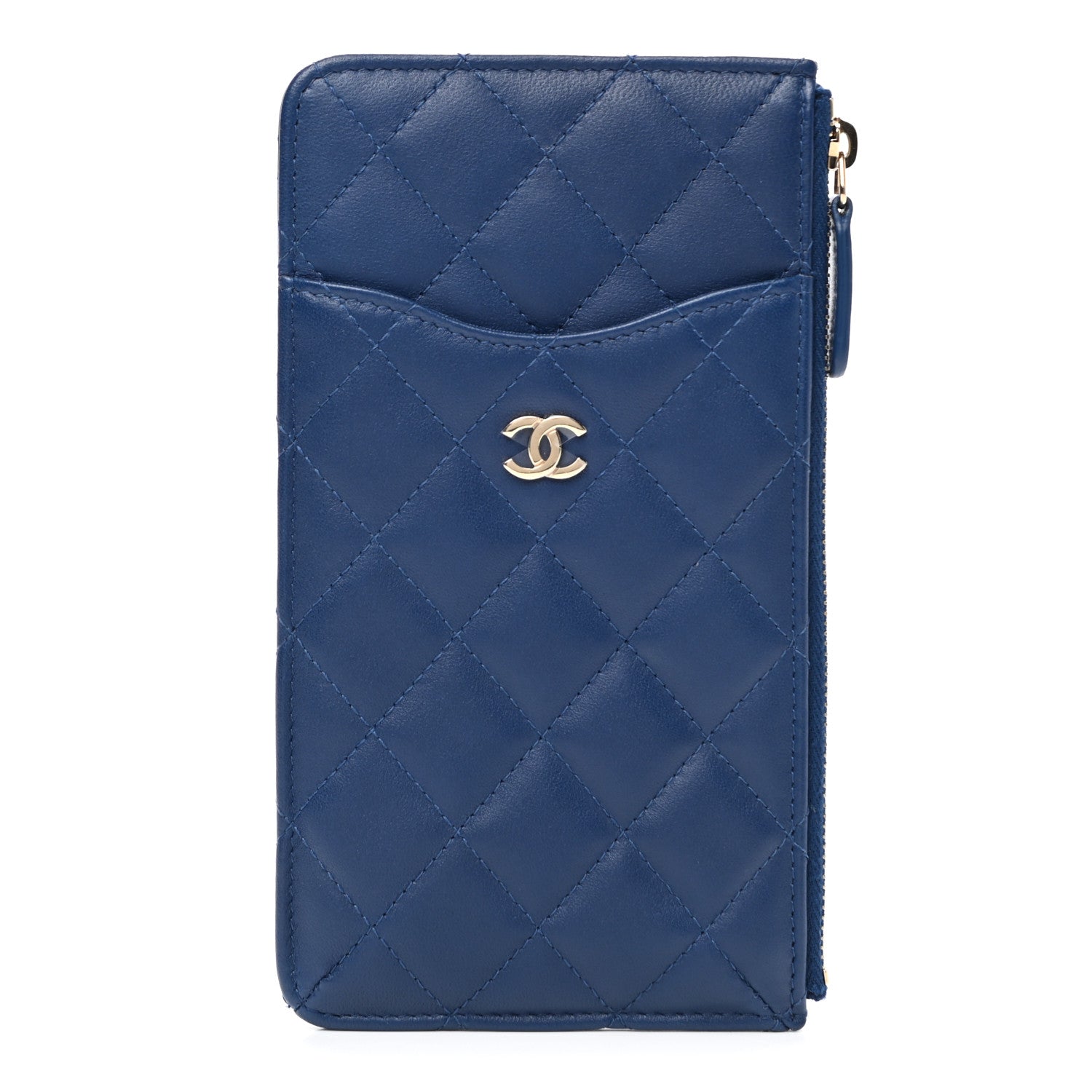 Chanel Lambskin Quilted Classic Flat Wallet Pouch Blue 1 of 7